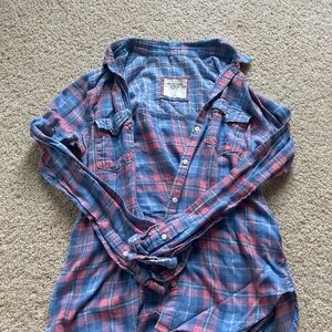 Abercrombie & Fitch Blue and Pink Plaid Shirt